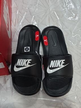 Nike Victory One Black Slides with White Logo